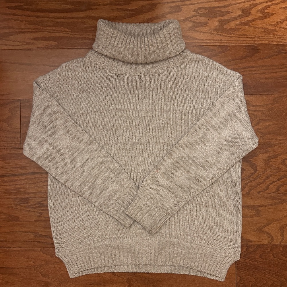 Beige Knit Turtleneck Sweater